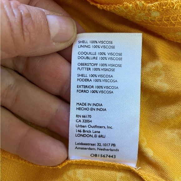 Urban Outfitters Graziana Yellow Printed Short Sleeve Mini Dress L - Picture 8 of 9